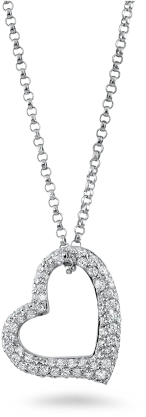 Elegant Diamond Heart Pendant Necklace PNG Image