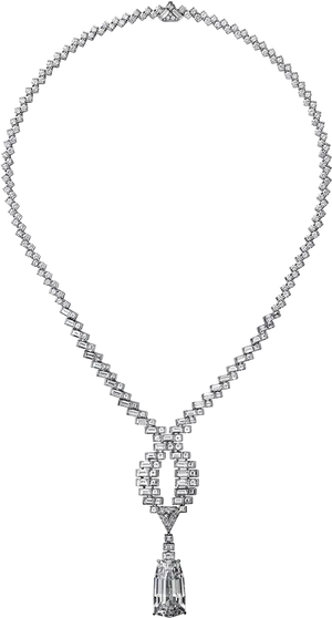 Elegant Diamond Necklacewith Pendant PNG Image