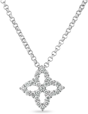 Elegant Diamond Quatrefoil Pendant Necklace PNG Image