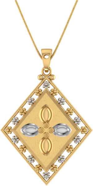 Elegant Diamond Shaped Pendant Design PNG Image