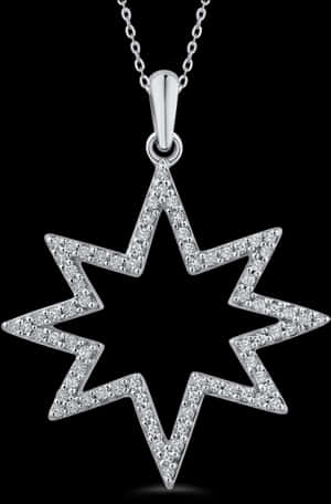 Elegant Diamond Star Pendant PNG