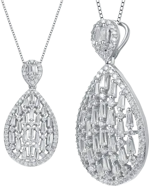 Elegant Diamond Teardrop Pendant Necklace PNG Image