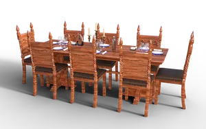 Elegant Dining Table Set PNG Image