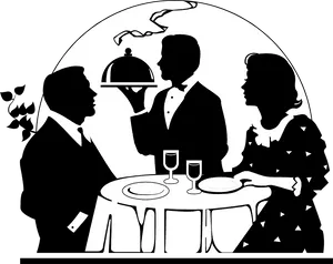 Elegant Dinner Service Silhouette PNG Image