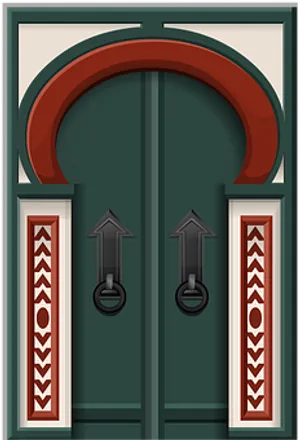 Elegant Double Door Design PNG Image