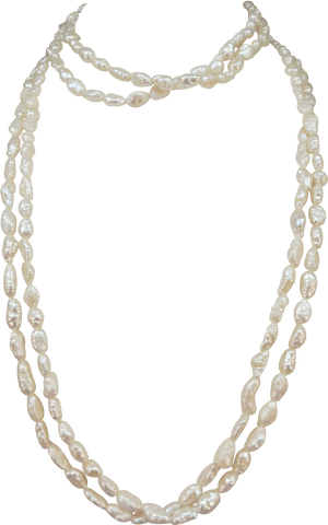 Vintage Fresh-water Pearls Necklace And Bracelet - Png Long Pearl Necklace, Transparent Png PNG image with transparent background