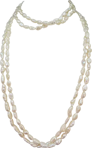 Elegant Double Strand Pearl Necklace PNG Image