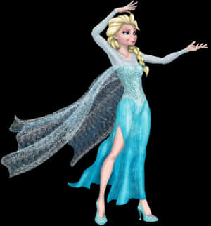 Elegant Elsa Frozen Character Pose PNG image with transparent background