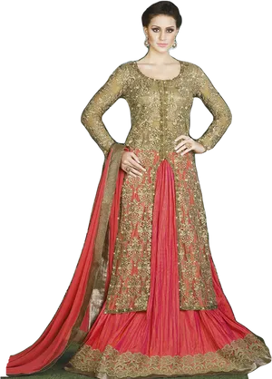 Elegant Embroidered Lehenga Choli PNG Image