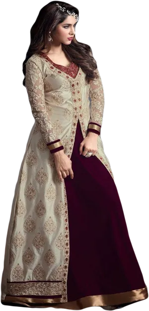 Elegant Embroidered Salwar Suit PNG Image