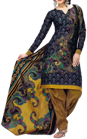 Elegant Embroidered Salwar Suit PNG Image