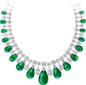 Elegant Emerald Diamond Necklace PNG Image