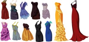 Elegant Evening Gowns Collection PNG Image