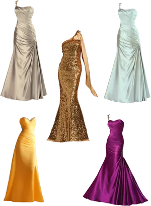 Elegant Evening Gowns Collection PNG Image