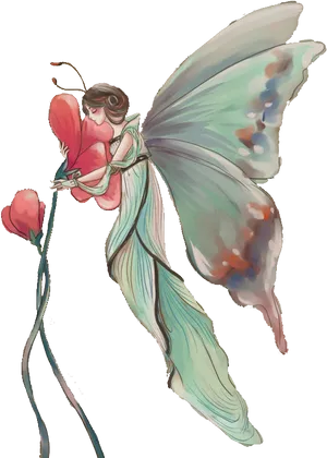 Elegant Fairy With Butterfly Wings PNG Image