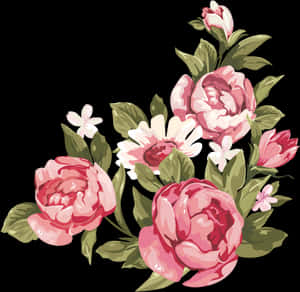 Elegant Floral Arrangementon Black Background PNG