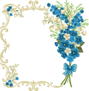 Elegant Floral Blue Frame PNG Image