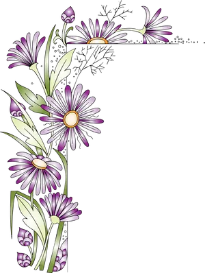 Elegant Floral Corner Design PNG Image