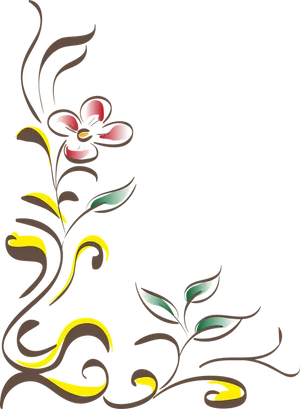 Elegant Floral Corner Design PNG Image