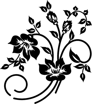 Elegant Floral Design Black And White PNG with transparent background