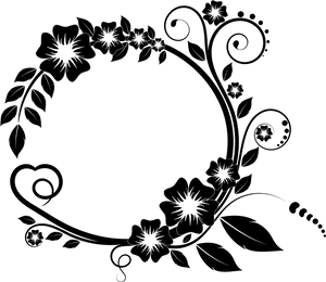 Elegant Floral Design Black White PNG with transparent background