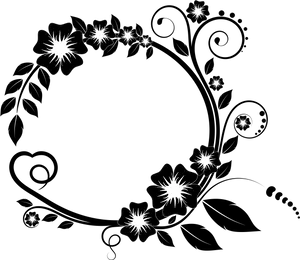 Elegant Floral Design Black White PNG Image