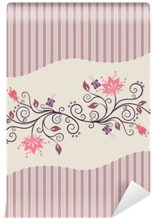 Elegant Floral Designon Striped Background PNG Image