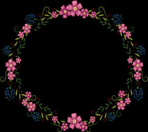 Elegant Floral Frame Black Background PNG image with transparent background