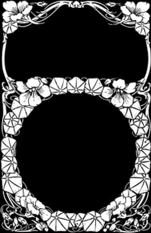 Elegant Floral Frame Blackand White PNG image with transparent background