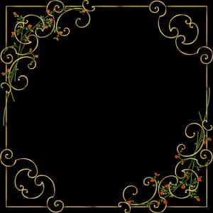 Elegant Floral Gold Border Design PNG