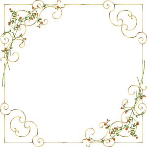 Elegant Floral Gold Border Design PNG Image