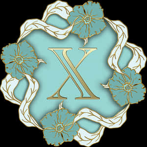 Elegant Floral Letter X Design PNG image with transparent background