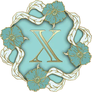 Elegant Floral Letter X Design PNG Image