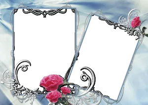 Elegant Floral Love Photo Frames PNG Image