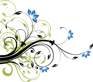 Elegant Floral Swirl Design PNG Image