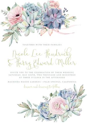 Elegant Floral Wedding Invitation PNG Image