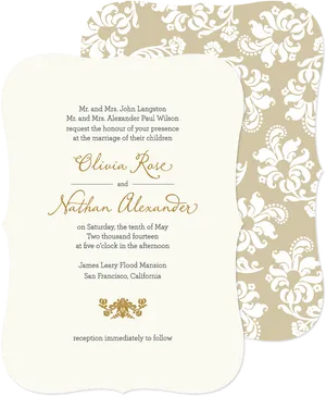 Elegant Floral Wedding Invitation PNG Image