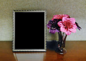 Elegant Frameand Flower Arrangement PNG image with transparent background