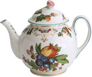 Elegant Fruitand Butterfly Teapot PNG