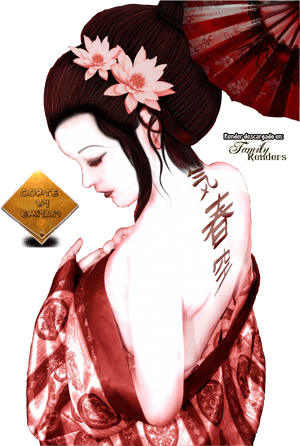Elegant Geisha Artwork PNG image with transparent background