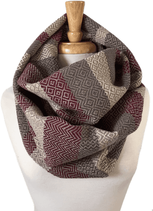 Oxblood, Cream And Charcoal Grey Woven Infinity Scarf - Scarf, HD Png Download PNG image with transparent background