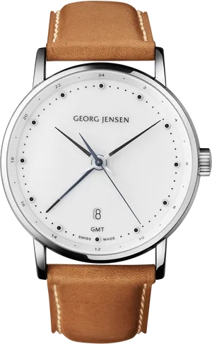 Elegant Georg Jensen G M T Wristwatch PNG Image