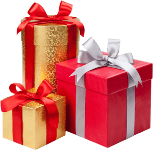 Elegant Gift Boxeswith Ribbons PNG image with transparent background