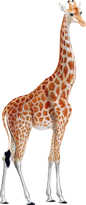 Elegant Giraffe Standing Transparent Background PNG Image