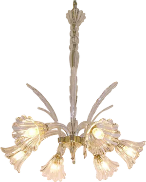 Elegant Glass Chandelier Illuminated PNG Image