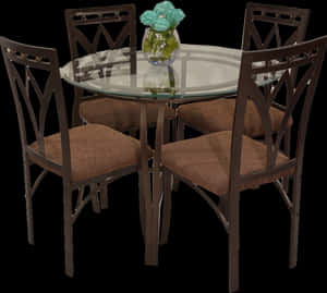 Round Glass And Bronze Kitchen Table Set, HD Png Download PNG