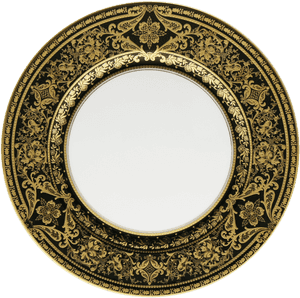 Elegant Gold Black Dinner Plate PNG