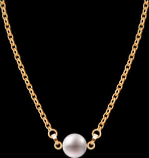 Elegant Gold Chainwith Pearl Pendant PNG image with transparent background