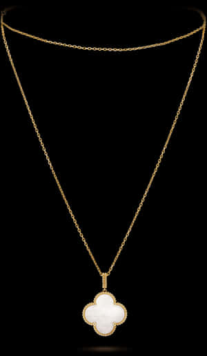 Elegant Gold Chainwith White Pendant PNG image with transparent background