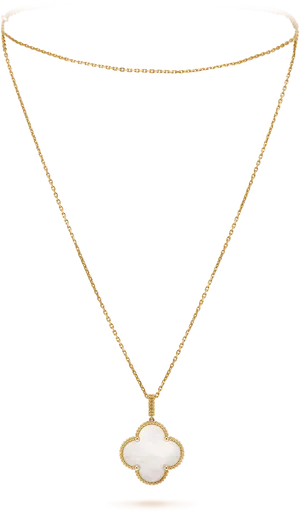 Elegant Gold Chainwith White Pendant PNG Image